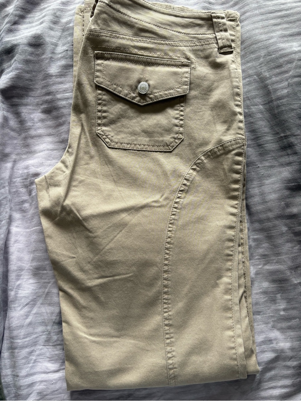 LONDONJEAN Women's Tan Boot Cut Pants with Flap Pocket